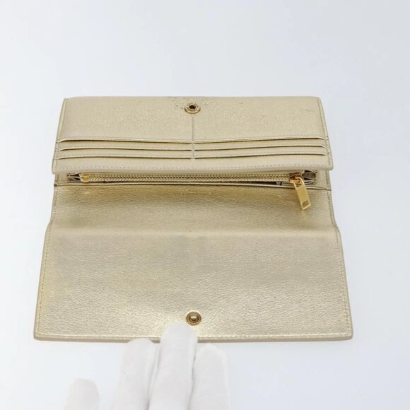 Authentic SAINT LAURENT Leather Gold Tone Wallet bst339-121825 - Picture 8 of 16